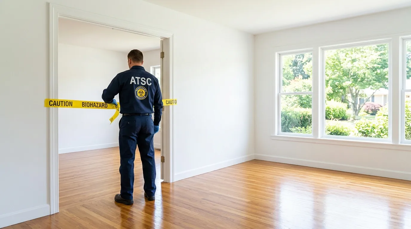 Certified biohazard cleanup crew performing Trauma Scene Cleanup in Martinez